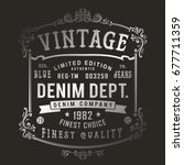 vintage denim print for t shirt ... | Shutterstock .eps vector #677711359