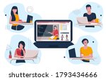 teenagers watching videos on... | Shutterstock .eps vector #1793434666