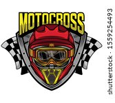 motocross racing skull helmet ... | Shutterstock .eps vector #1559254493