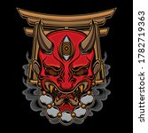 traditional oni mask tattoo ... | Shutterstock .eps vector #1782719363
