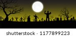 Halloween Background. Tombstone ...