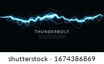Thunderbolt, isolated lightning, electric current line, blue magic ray, abstract audio equalizer, digital signal amplitude, electric energy vector illustration