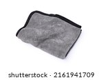 Microfiber cloth in grey color isolated on white background with clipping path.