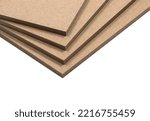 Raw mdf boards on a white background, arranged for sales purposes.