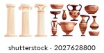 ancient vases and greek columns.... | Shutterstock .eps vector #2027628800