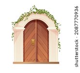 antique medieval wooden door... | Shutterstock .eps vector #2087770936