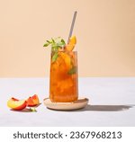Refreshing peach ice and mint...