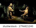 Small photo of WIELICZKA, POLAND - Statue of miner presenting the salt to queen in the Wieliczka Salt Mine (13th century), one of the world's oldest salt mines.