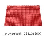Red tiled roof isolated on white background.