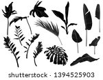 set black white tropical leaves.... | Shutterstock .eps vector #1394525903