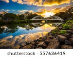 Sunrise over the Anahulu Stream Bridge in Haleiwa, Oahu, Hawaii