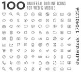 100 thin vector outline icons... | Shutterstock .eps vector #170401256