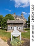 Small photo of Liberty, Indiana, USA - August 20, 2021: The Templeton Cabin at the Union County Courthouse