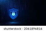padlock icon on hi tech or... | Shutterstock .eps vector #2061896816