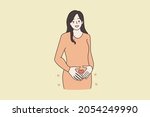 portrait of happy pregnant... | Shutterstock .eps vector #2054249990