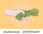human handshake green plant... | Shutterstock .eps vector #2055592649