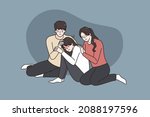 caring young family hug support ... | Shutterstock .eps vector #2088197596