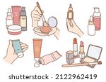 set of diverse beauty products... | Shutterstock .eps vector #2122962419