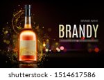 brandy bottle mockup banner.... | Shutterstock .eps vector #1514617586