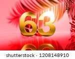 gold isolated number 63 on red... | Shutterstock . vector #1208148910