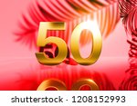 gold isolated number 50 on red... | Shutterstock . vector #1208152993