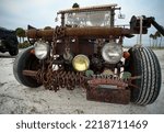 Small photo of September, 2022, Dunedin Causeway, FL - A local artist is displaying Scrappy home mode beach buggy
