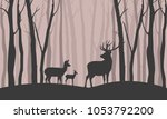 deer walk in the forest among... | Shutterstock .eps vector #1053792200
