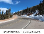 Pikes Peak Highway with snow on sides