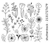 big vector set of flowers. hand ... | Shutterstock .eps vector #2131727679
