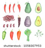vegetable mexican set | Shutterstock . vector #1058307953