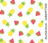 tropical fruit pattern.cute... | Shutterstock .eps vector #1686997540
