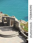 Small photo of Porthcurno, UK - 4 November, 2017: The Minack open air theatre built into the cliff side in Porthcurno, Cornwall. This unique theatre has been staging performances since the 1920s.