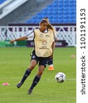 Small photo of KYIV, UKRAINE - MAY 23, 2018: Emelyne Laurent of Olympique Lyonnais in action during training session before UEFA Womenâ€™s Champions League Final 2018 game against VfL Wolfsburg in Kyiv, Ukraine