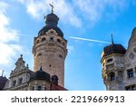 Neuer Rathausturm - the main tower of Leipzig New Town Hall (Neues Rathaus) in City of Leipzig, Saxony, Germany. 
Is the tallest city hall tower in Germany (114.8 meters)