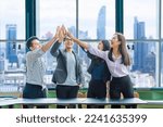 Small photo of Team of young Asian entrepreneurs and startup have business meeting and encouraging each other for good spirit energy to accomplish successful marketing plan