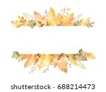 Watercolor Banner Of Leaves And ...