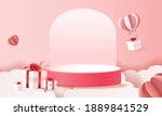 3d podium red product... | Shutterstock .eps vector #1889841529
