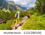 Young active girls hiking in High Tatras mountains, Slovakia