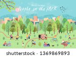 people in the park. vector... | Shutterstock .eps vector #1369869893