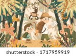 adventures in the jungle and... | Shutterstock .eps vector #1717959919