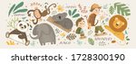animals in the jungle and... | Shutterstock .eps vector #1728300190