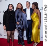 Small photo of Manhattan, New York/USA - April 26, 2019: Tribeca Film Festival, Queen Latifah, Haley Anderson, Marc Pritchard and Brittany Fennel at the Red Carpet for premiere of Queen Collective shorts