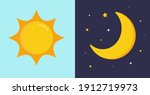 day and night. sun on blue... | Shutterstock .eps vector #1912719973