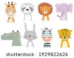set of cute designer animals on ... | Shutterstock .eps vector #1929822626