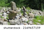 Series Of Large Rock Cairns In...