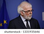 Small photo of Brussels, Belgium. 7th March 2019. Phil HOGAN, EU Commissioner and Tom ARNOLD, Chairman of the Taskforce gives a press conference on the handing of the Rural Africa Taskforce Report and Recommendation