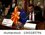 Small photo of Brussels, Belgium. 19th March 2019. Prime Minister of the Republic of North Macedonia Zoran Zaev and High Representative of the EU Federica Mogherini attend in North Macedonia Association Council.