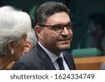 Small photo of Brussels, Belgium. 20th January 2020. Cyprus' Economy Minister Constantinos Petrides attends an Eurozone Finance Ministers meeting.