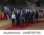 Small photo of Brussels, Belgium. 16th February 2020. EU leaders and the leaders of the Western Balkans nations poses for a family picture following an informal summit at the EC headquarters.