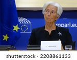 Small photo of President of European Central Bank (ECB) Christine Lagarde during the Hearing of the Committee on Economic and Monetary Affairs of the European Parliament in Brussels, Belgium on September 26, 2022.